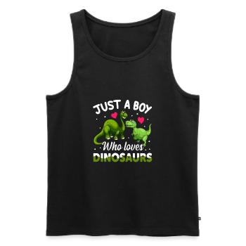Only a boy who loves dinosaurs - Men's Premium Organic Tank Top - black - Front - AI Model Male 178 light (178cm)