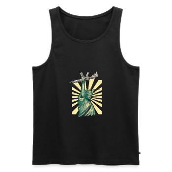 Statue of Liberty with machine gun AR 15 - Men's Premium Organic Tank Top - black - Front - AI Model Male 178 light (178cm)