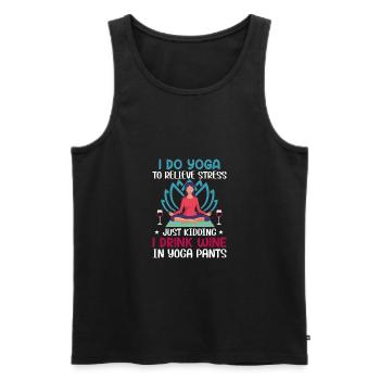 I Do Yoga, To Relieve Stress, Just Fun - Men's Premium Organic Tank Top - black - Front - Michal (187cm)