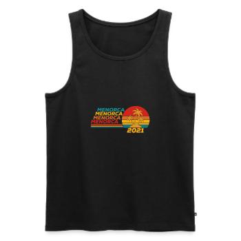 Menorca 2021 Retro Sonnenuntergang Palmen Insel - Männer Premium Bio Tank Top - Schwarz - Vorne - AI Model Male 178 light (178cm)