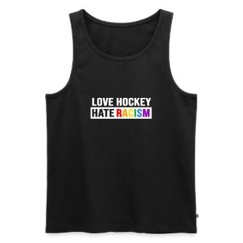 Feldhockey Hockey "love hockey hate racism" - Männer Premium Bio Tank Top - Schwarz - Vorne - AI Model Male 178 light (178cm)
