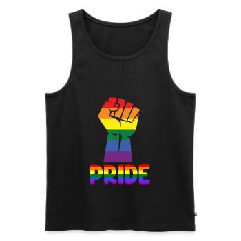 LGBTQ Regenbogen Faust Proud Gay Pride - Männer Premium Bio Tank Top - Schwarz - Vorne - Michal (187cm)