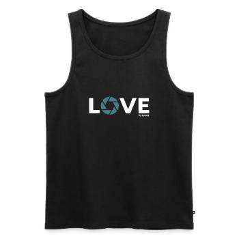 fotograf fotografieren focus objektiv - Männer Premium Bio Tank Top - Schwarz - Vorne - AI Model Male 178 light (178cm)