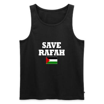 Save rafah - Débardeur bio Premium Homme - noir - Devant - AI Model Male 178 light (178cm)