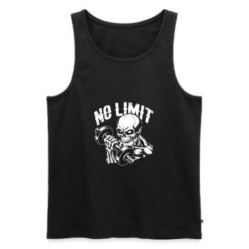 Crâne de musculation No Limit Workout avec haltère - Débardeur bio Premium Homme - noir - Devant - AI Model Male 178 light (178cm)