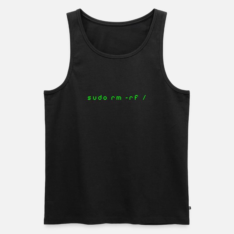 T-shirt Linux rm -rf - Commande Admin Sys & Dév - Débardeur bio Premium Homme - noir