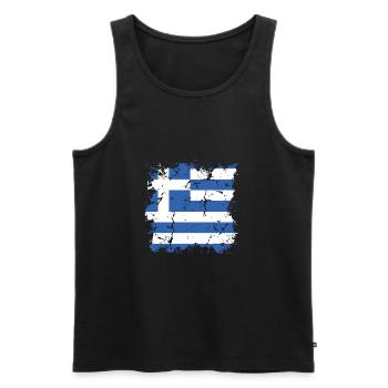 Grèce Drapeau Hellas Athènes Drapeau grec - Débardeur bio Premium Homme - noir - Devant - Michal (187cm)