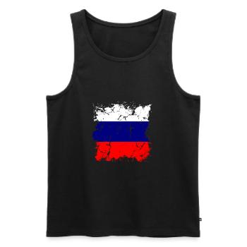 Drapeau de russie Vintage Drapeau russe d’occasion Look - Débardeur bio Premium Homme - noir - Devant - Michal (187cm)