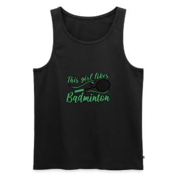 Une fille aime le badminton Shuttlecock Hobby - Débardeur bio Premium Homme - noir - Devant - AI Model Male 178 light (178cm)