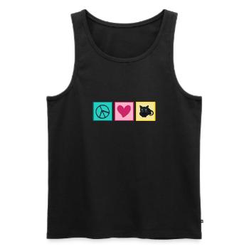 Katze Katzenhaar Mietzekatze "love peace cats" - Männer Premium Bio Tank Top - Schwarz - Vorne - AI Model Male 178 light (178cm)