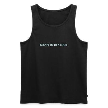 Escape in to a book - Isblåt statement  - Men's Premium Organic Tank Top - black - Front - AI Model Male 178 light (178cm)