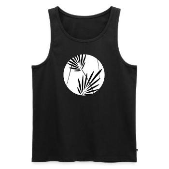 Pattern Design: Palmblatt - Blätter - Blattmuster - Männer Premium Bio Tank Top - Schwarz - Vorne - AI Model Male 178 light (178cm)