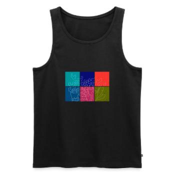 Récifs coralliens colorés, plongée avec tuba, - Débardeur bio Premium Homme - noir - Devant - AI Model Male 178 light (178cm)