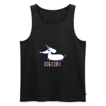 Dackel als Einhorn (b) - Männer Premium Bio Tank Top - Schwarz - Vorne - Michal (187cm)