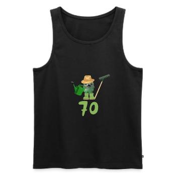 gärtner,geburtstag,70, faultier, rechen,giesskanne - Männer Premium Bio Tank Top - Schwarz - Vorne - Michal (187cm)