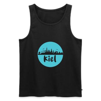 kiel, skyline, kreis, scherenschnitt,blau - Männer Premium Bio Tank Top - Schwarz - Vorne - Michal (187cm)