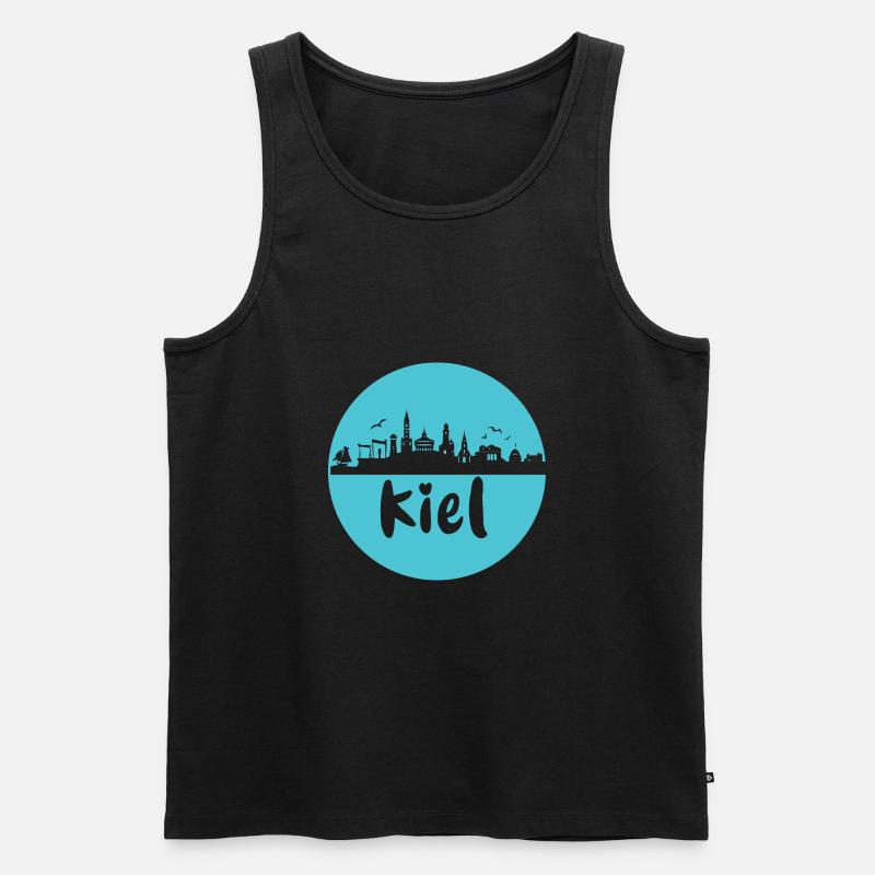 kiel, skyline, kreis, scherenschnitt,blau - Männer Premium Bio Tank Top - Schwarz