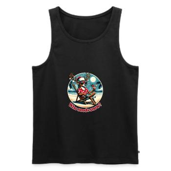 Vacances à Noël, rennes frais sur la plage - Débardeur bio Premium Homme - noir - Devant - Michal (187cm)