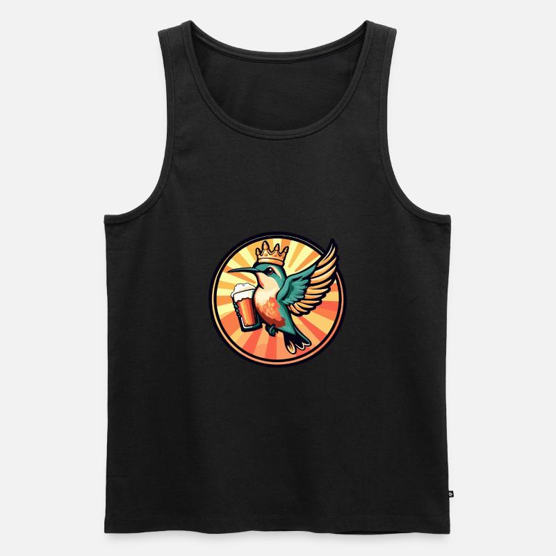 Kolibri Vogel Bier - Männer Premium Bio Tank Top - Schwarz