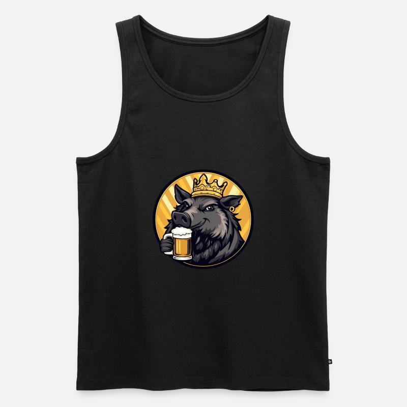 Schwein Bier Wildschwein - Männer Premium Bio Tank Top - Schwarz