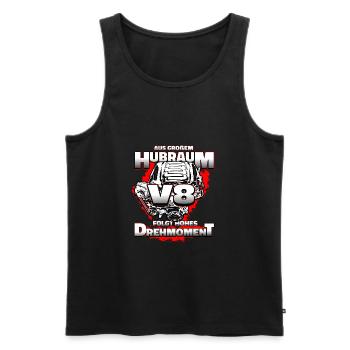 AUS GROSSEM HUBRAUM FOLGT HOHES DREHMOMENT - Männer Premium Bio Tank Top - Schwarz - Vorne - AI Model Male 178 light (178cm)