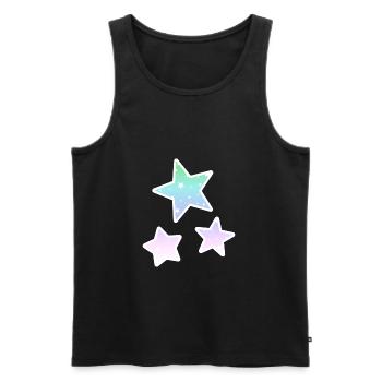 Regenbogensterne Regenbogen Sterne Pastell Farben - Männer Premium Bio Tank Top - Schwarz - Vorne - AI Model Male 178 light (178cm)
