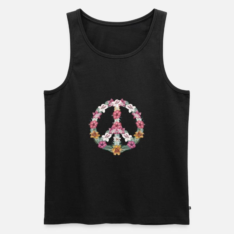 Blume Frieden - Männer Premium Bio Tank Top - Schwarz