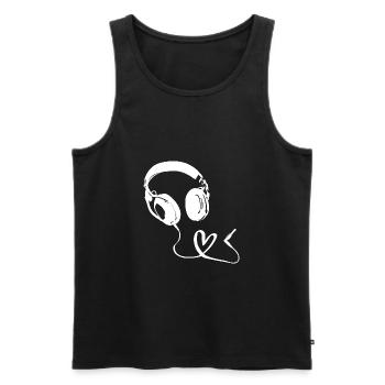 Musik Liebe - Kopfhörer - Männer Premium Bio Tank Top - Schwarz - Vorne - AI Model Male 178 light (178cm)