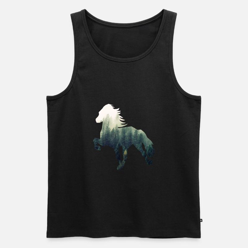 Islandpferd Forest - Männer Premium Bio Tank Top - Schwarz