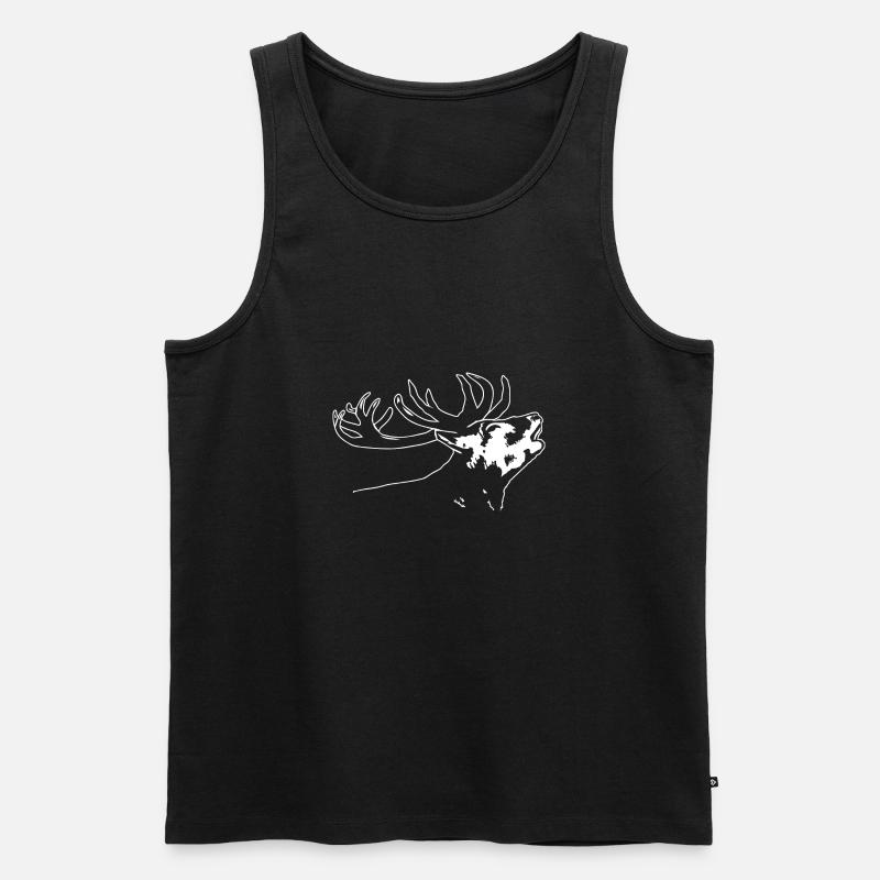 Hirschkopf - Hirsch - Rotwild - Männer Premium Bio Tank Top - Schwarz
