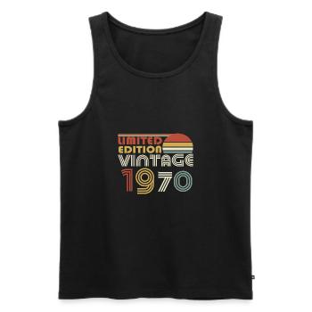 Limited Edition Vintage 1970 - Men's Premium Organic Tank Top - black - Front - Michal (187cm)