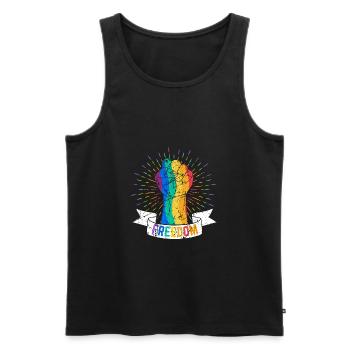 Pride LGBT LGBTQ Queer Ally Gay Lesbiennes Vintag - Débardeur bio Premium Homme - noir - Devant - Michal (187cm)