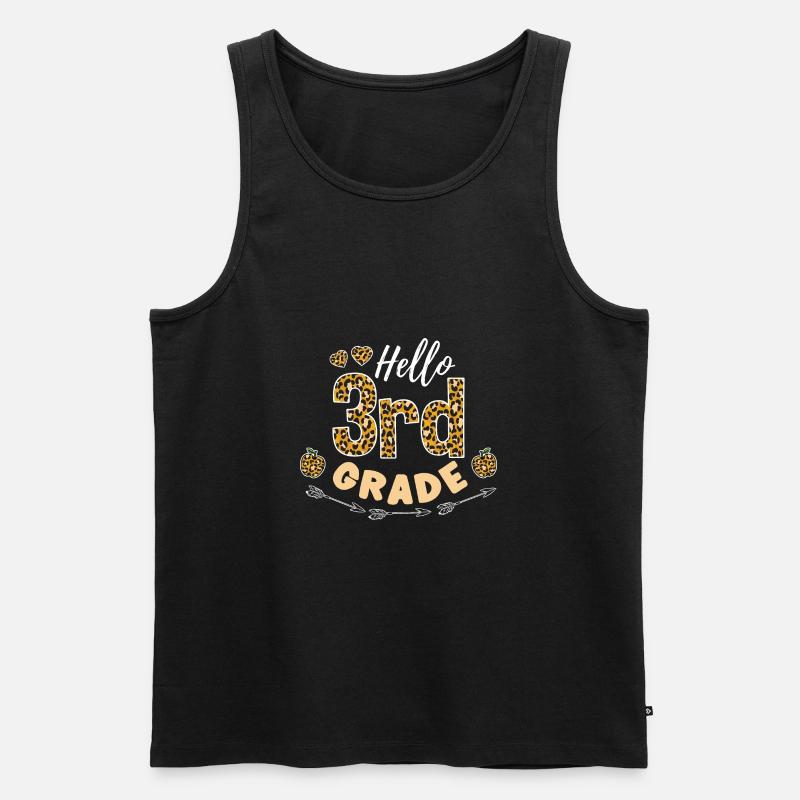 Hello 3rd Grade Leopard Teacher - Men's Premium Organic Tank Top - black