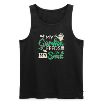 Mein Garten nährt meine Seele - Männer Premium Bio Tank Top - Schwarz - Vorne - Michal (187cm)