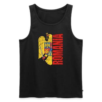 Romania Football Shirt Flag Eagle Romania - Men's Premium Organic Tank Top - black - Front - Michal (187cm)