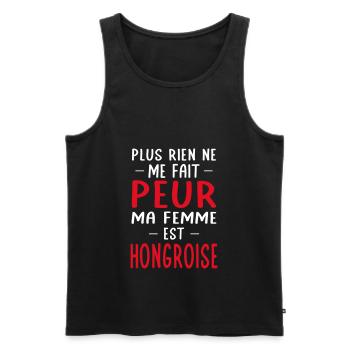 Rien ne me fait peur ma femme est Hongroise - Débardeur bio Premium Homme - noir - Devant - Michal (187cm)