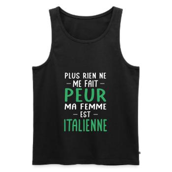 Rien ne me fait peur ma femme est Italienne - Débardeur bio Premium Homme - noir - Devant - Michal (187cm)