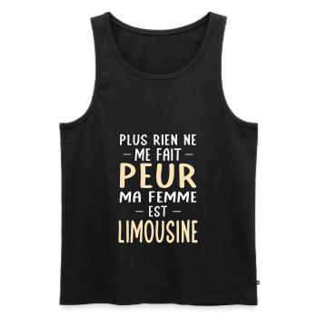 Rien ne me fait peur ma femme est Limousine - Débardeur bio Premium Homme - noir - Devant - Michal (187cm)