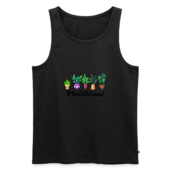 Plantilicious, citation amusante, plantes, - Débardeur bio Premium Homme - noir - Devant - Michal (187cm)