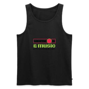 Fruits d'été Pastèque et notes de musique Musicien - Débardeur bio Premium Homme - noir - Devant - AI Model Male 178 light (178cm)