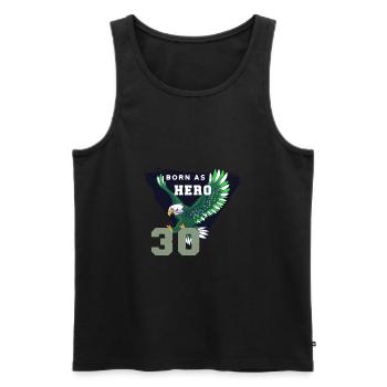 Eagle with text born as hero - 30th birthday - Men's Premium Organic Tank Top - black - Front - Michal (187cm)