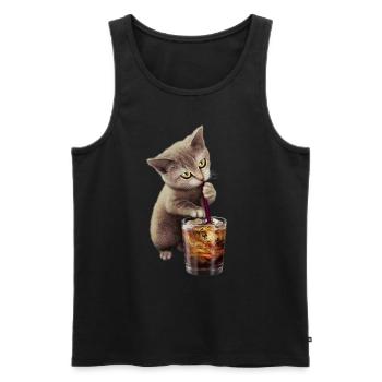 CAT & SOFT DRINK 2017 - Men's Premium Organic Tank Top - black - Front - Michal (187cm)