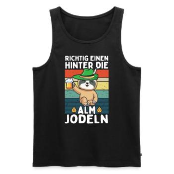 Faultier Einen Hinter Die Alm Jodeln - Männer Premium Bio Tank Top - Schwarz - Vorne - AI Model Male 178 light (178cm)