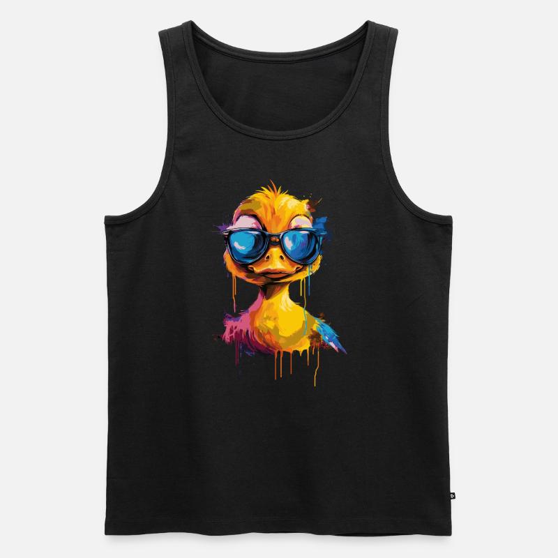 Cooole Gummiente mit Sonnenbrille - Männer Premium Bio Tank Top - Schwarz