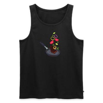 Frying pan for the cook - Men's Premium Organic Tank Top - black - Front - AI Model Male 178 light (178cm)
