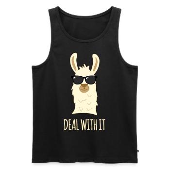 Lama Lama Alpaga No Prob Drama - Débardeur bio Premium Homme - noir - Devant - Michal (187cm)