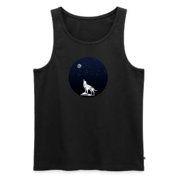Heulender Wolf unter Sternenhimmel - Männer Premium Bio Tank Top - Schwarz - Vorne - AI Model Male 178 light (178cm)