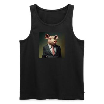 Pig in suit, boss, boss - Men's Premium Organic Tank Top - black - Front - AI Model Male 178 light (178cm)