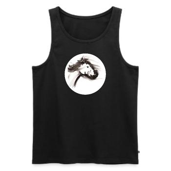 Pferdekopf in Tusche und Aquarell - Männer Premium Bio Tank Top - Schwarz - Vorne - Michal (187cm)