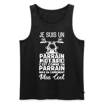 parrain motard Cadeau parrain motard super parrain - Débardeur bio Premium Homme - noir - Devant - Michal (187cm)